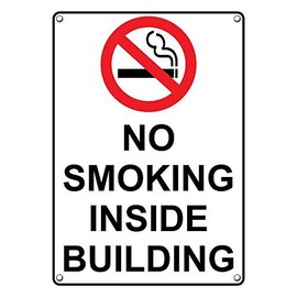 Weatherproof Plastic Vertical No Smoking Inside Building Sign with English Text and Symbol