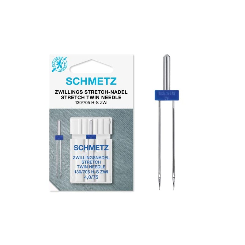 Schmetz Stretch Twin Sewing Machine Needle, Size 4.0 75/11