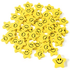 Star with Smile Face Mini Erasers Back to School Fun Smile Face Cartoon Eraser Cute Yellow Smile Erasers for Kids School Carnival Reward Student Prizes Birthday Gift Filler Supplies