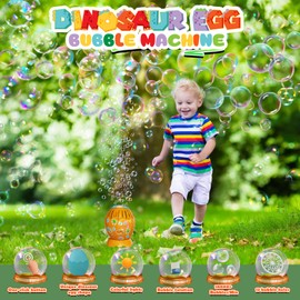 Bombble Dinosaur Egg Bubble Machine Portable Automatic Bubble Machine with Light,10000+ Bubbles per Minute/DIY Stickers/Bubble Solution/Outdoor Bubble Toy for Kids Birthday Party Gifts (Orange)