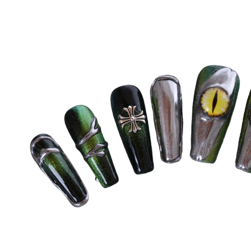PN-021 Press-On Nails Lacquered Pack of 10 Reusable Artificial Premium
