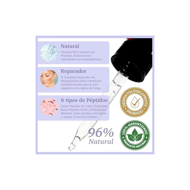 PURIFECT SUERO FACIAL FORTIFICANTE PEPTIDOS 96% NATURAL 30ML/1OZ