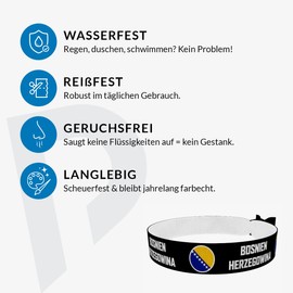 Bosnien & Herzegowina runde Flaggen Stoffarmband - Wasserfestes Satin-Armband - Bosnien & Herzegowina Fanarmband - Sportaccessoires für WM & EM - Geschenk für Sportfans & Patriot