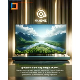 Co2 DisplayPort DP to HDMI 2.0 4K/60Hz, 2K/240Hz, Full HD, Dynamic HDR DSC 3D HDCP 2.2 FEC, Plug & Play, 18 Gbps, Disposable Adapter, Aluminium Space Gray (2m)