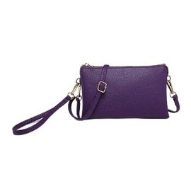 JEN & CO. Riley Vegan Leather Crossbody Bag for Women, Royal Purple - Small Clutch or Purse, Wallet Bags, Wristlet & Strap