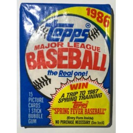 1986 Topps Baseball Cards, 1 Unopened Sealed Wax PACK From Wax Box, 15 Cards