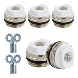Pack of 5 Radiator Bleed Valve with 2 Bleed Keys, Brass Heating Bleed Valve, Manual Heating Valve, 1/2 Inch Exhaust Nozzle Bleed Screw