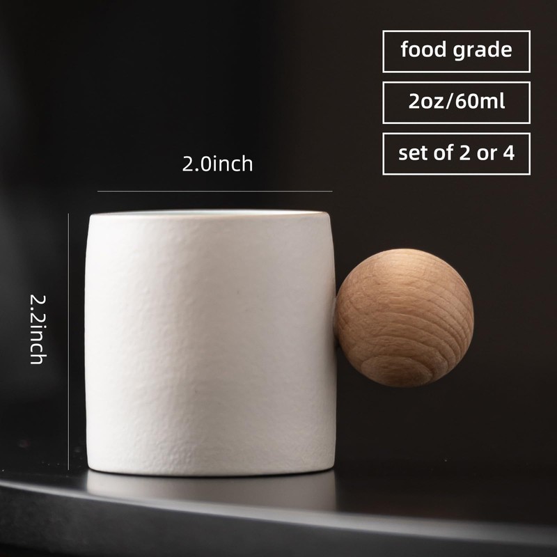 Dicmracy 2oz Ceramic Espresso Cups Set of 2 or 4,
