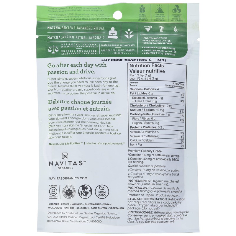 Navitas Navitas Organics Matcha Powder, 85g Bag, 85 Grams