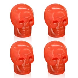 ZIMISI 4PCS Luminous Tire Valve Stem Caps for Car, Fluorescent Skull Leakproof Car Air Caps Cover Glow in The Dark, Corrosion Resistant Auto Tire Pressure Cap Decoration for Motorcycle, SUV (Red)