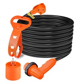 Rvhouse 50 FT 30 Amp RV Extension Cord Outdoor with Grip Handle, Heavy Duty 10/3 Gauge STW Cord Waterproof Heat-Resilient, NEMA TT-30P to L5-30R, ETL Listed for RV Camper Trailer