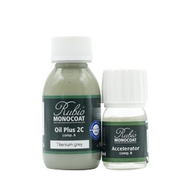 Rubio Monocoat Wood Stain & Finish 65 ft² - Titanium Grey | Oil Plus 2C | Quick-Dry, Eco-Friendly Linseed Wood Oil for Indoor Use, Includes Accelerator (Part B) | Protector | 130 ml