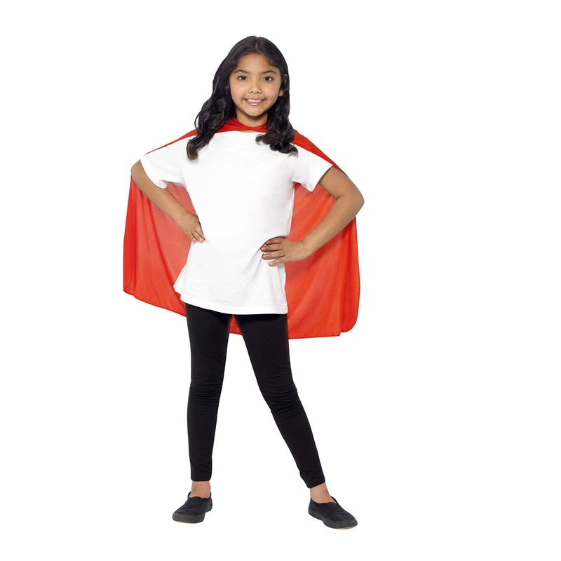 Smiffys Cape, Red Mid Length, Boys Fancy Dress, Child Dress