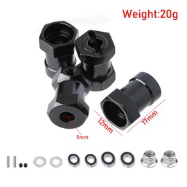 JOYSOG Aluminum 12mm Wheel Hub Hex Adapter Tamiya Lunch Box CW-01/ORV Monster Beetle Hex Connector Kit (Black)
