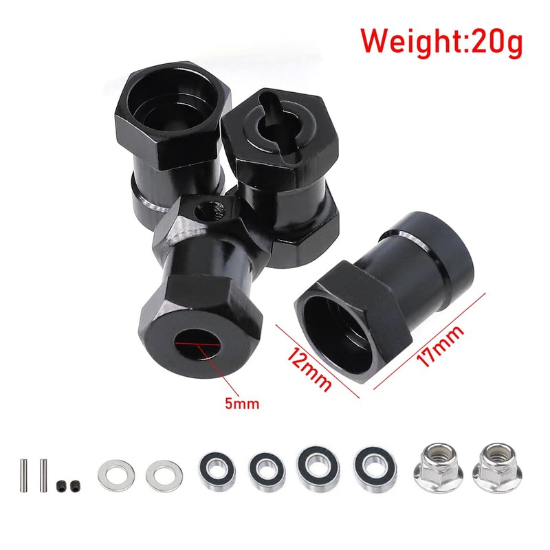 JOYSOG Aluminum 12mm Wheel Hub Hex Adapter Tamiya Lunch Box