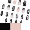Black Gradient Press on Nails Medium Coffin Shaped Fake Nails