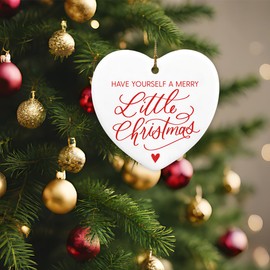 Christmas Sign Decor Have Yourself A Merry Little Christmas Ceramic Ornament Christmas Decorations for Home Heart Winter Holiday Keepsake Decorative Hanging Ornament Xmas Tree