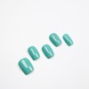 MAOLEETO Press on Nails, Short Short Ladder Fake Nails Greenish