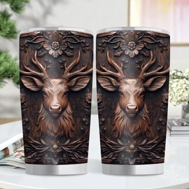 Goiicoln Deer 20oz Tumbler, Hunting Gifts for Men, Hunting Tumbler Cup, Hunting Gifts for Dad Husband from Son Wife, Birthday Father Day Gift for Hunters Hunting Man, 20 Oz Tumbler with Lid and Straw