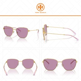 Tory Burch TY6105 3278AK 55MM Shiny Gold/Dark Violet Sunglasses for Women + BUNDLE With Designer iWear Complimentary Eyewear Kit