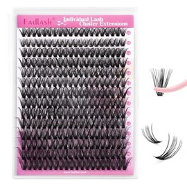 FADLASH FADLASH DIY Lash Clusters Individual Eyeslash Extension Natural Look Lash Clusters Wispy Lashes D Curl 40D 0.07D 12-18mm Fluffy Eyelash Extensions (Packaging Cards May Vary))