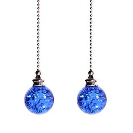 Crystal Ice Crack Ball Blind Cord Chandelier Handle Pull Chain Extension with Connector for Ceiling Light Fan Chain with Blue Color(Pack of 2)