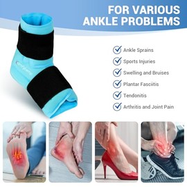 Comfytemp Comfytemp Large Ankle Foot Ice Pack Wrap 1Pack, Reusable Gel Heel Ice Packs for Injuries, Hot Cold Foot Ankle Ice Pack for Ankle Sprain