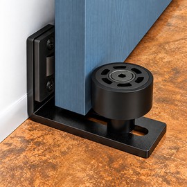 Barn Door Floor Guide for Sliding Doors – Black Anti-Sway Roller Guide for Stable Door Movement in Home Interiors