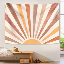 Rexful Sun Tapestry, Vintage Boho Tapestry Wall Hanging Aesthetic Rainbow Abstract Tapestries for Bedroom Bohemian Wall Retro Decor