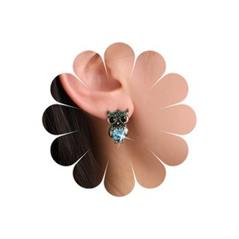 Inilbran Boho Sapphire Owl Earrings Vintage Cute Owl Stud Earrings Blue Crystal Owl Earrings Animal Owl Statement Earrings Jewelry for Women