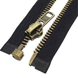 MebuZip #8 20 Inch Antique Brass Teeth Separating Jacket Zipper Right Handed Zipper Heavy Duty Metal Zippers for Men's Jackets Coats Sewing (20" RH)