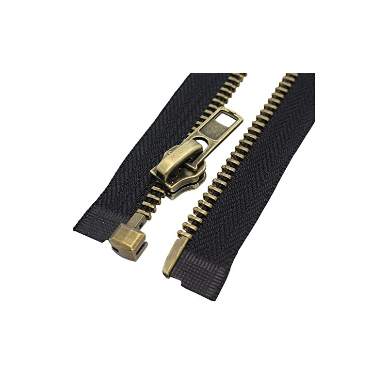 MebuZip #8 20 Inch Antique Brass Teeth Separating Jacket Zipper
