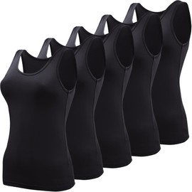 BQTQ 5 Pcs Basic Tank Tops for Women Undershirt Tank Top Sleeveless Under Shirts, M Black