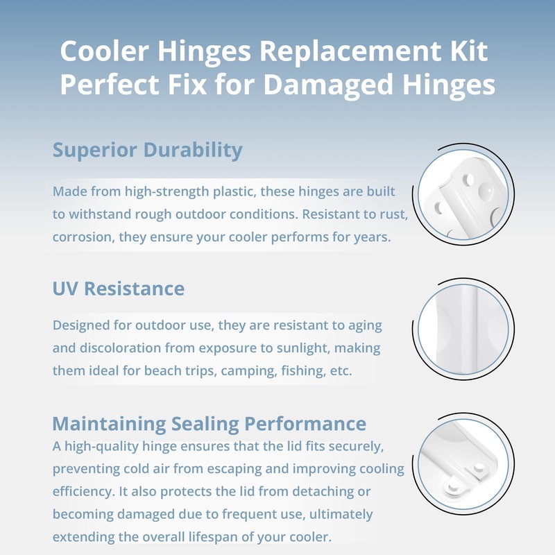 Cooler Hinges for Ice Chests,Compatible with Igloo 25-165 Qt Rectangular-Shaped