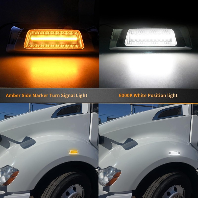 HERCOO Side Marker Turn Signal Lights LED Position light Compatible