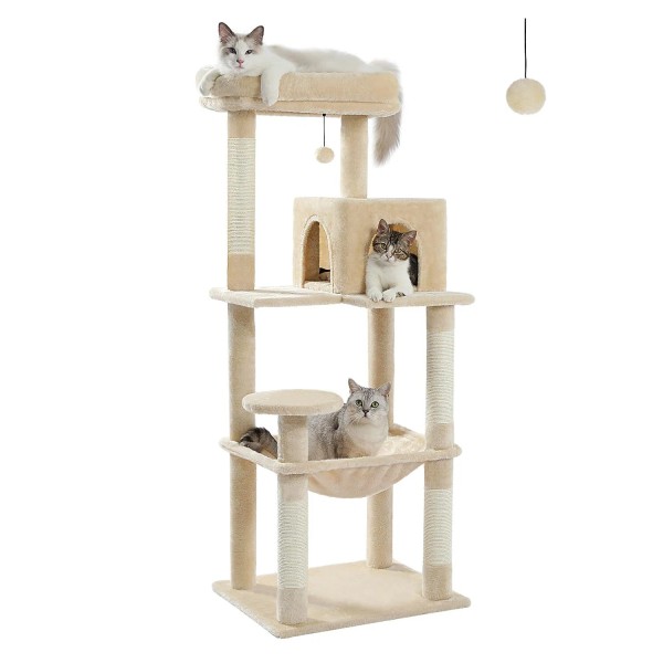 MUTTROS Cat Tree for Large Cats Adult with Metal Plush