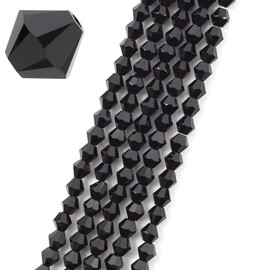 5 hilos checos de 8 mm facetados bicona vidrio de abalorio sueltas espaciadoras a granel negro azabache (180-190 piezas) para hacer joyas y manualidades CCB823