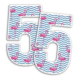 2 x 15cm Tall Flamingos Number Vinyl Stickers - Numbers Flamingo Bird Animals Pattern Tropical Home Car Dustbins Wheelie Bin Garbage Bins Sticker (Number 5)