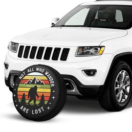 Not All Those Who Wander are Lost Mountain Spare Tire Cover Wheel Protectors Waterproof UV Resistant Wheel Covers Universal Fit for SUV Truck Rv Trailer Camper Travel Accessories 15 inch