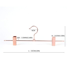 Cocomaya - Percha de metal de cobre y oro rosa de 33 cm, resistente, para pantalones, falda con clips ajustables (oro rosa, 10)