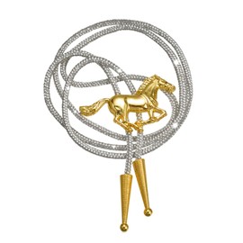 MELLIFO Cowboy Western Bolo Tie Cowgirl Rhinestone Album Tour Inspired Sparkly Bolo Ties Necktie for Concert Women Men Fans (Gold-Horse-Silver Tie)