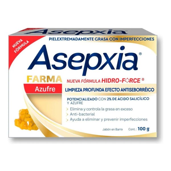 Asepxia Jabón Hidro-Force Azufre Barra De 100g.