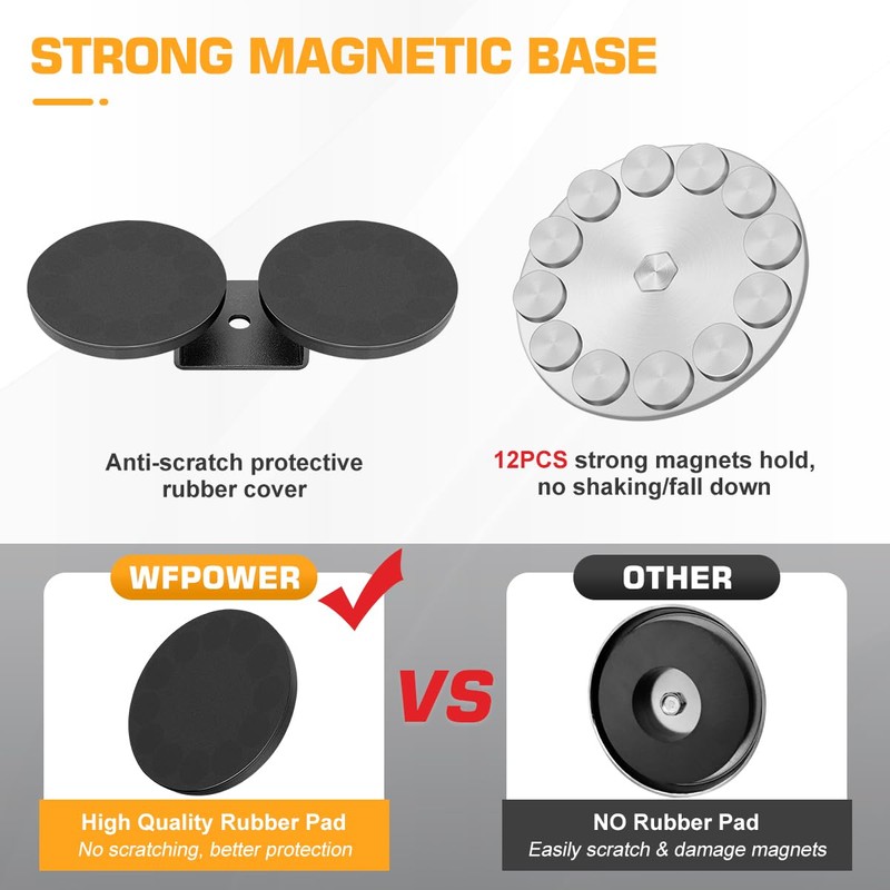 WFPOWER 2 Pack Strong Magnet Base Bracket for Light Bar,