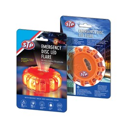 STP Emergency Auto LED Road Flare Discs, 8 Flash Modes/2 Mounting Options, 1 Mile Signal Viability, Includes Carrying Bag, Battery-Powered: Requires 3 AAAS, 3-Pack