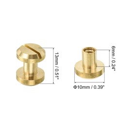 sourcing map 8Pcs Brass Chicago Screw, 6mm Concave Leather Rivets Belt Screw Binding Stud Nail Rivets Fasteners for Leathercraft Belt Jean DIY