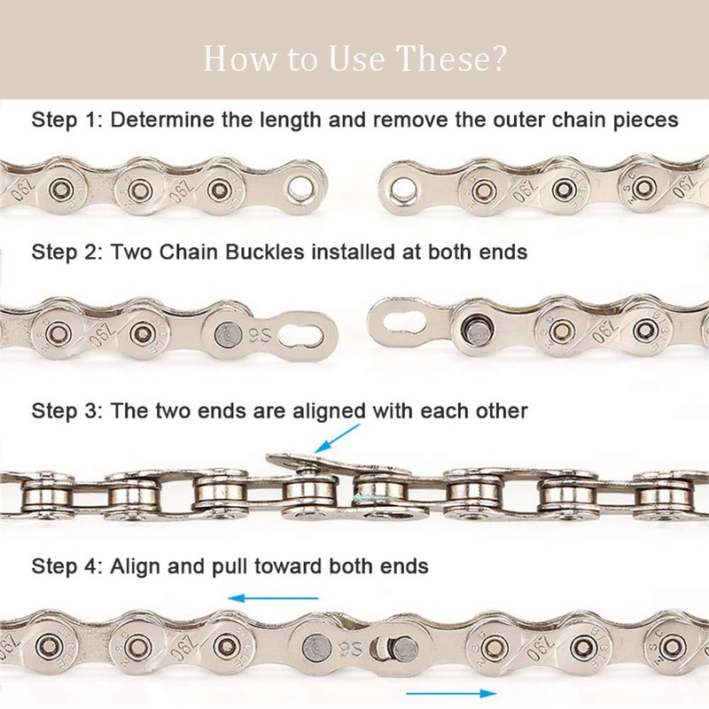 SUNTRADE 8 Pairs Reusable Bicycle Missing Link for 6, 7,