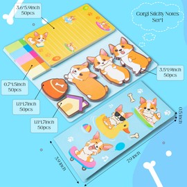 A1DIEE A1DIEE Corgi Haftnotizen Klebezettel Set - 550 Blätter Kartoon Hund Bündel Notizzettel Beschreibbare Klebezettel Selbstklebende Haftzettel zurück zur Schule Zubehör Geschenke für Lehrer Studenten