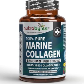 100% Pure Marine Collagen Capsules – 180 Capsules (Not Powder or Tablets) – 3-Month Supply – Premium Naticol® Type 1 Hydrolysed Collagen Peptides – Collagen Supplements for Women and Men