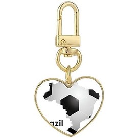 DIYthinker - Llavero de metal con forma de mapa de Brasil con forma de mapa, diseño de corazón dorado, Multi colorido, Medium