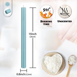 Dripless Taper Candles Unscented Blue Long Taper Candles Smokeless 10 Inch Roman Column Design Dinner Housewarming Candlesticks for Home Decoration Seasons Gifts